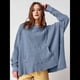 thumbnail image 4 of Sudadera con Capucha Extragrande para Mujer, Jersey con Mangas Murciélago y Cuello Redondo, Jersey con Diseño de Gofre Azul M, 4 of 9