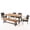 Sandblasted Brown/Rustic Metal/Multibrown/Cream, variant on GDF Studio Triton Outdoor Acacia Wood and Wicker 6 Piece Dining Set with Bench, Sandblasted and Multibrown