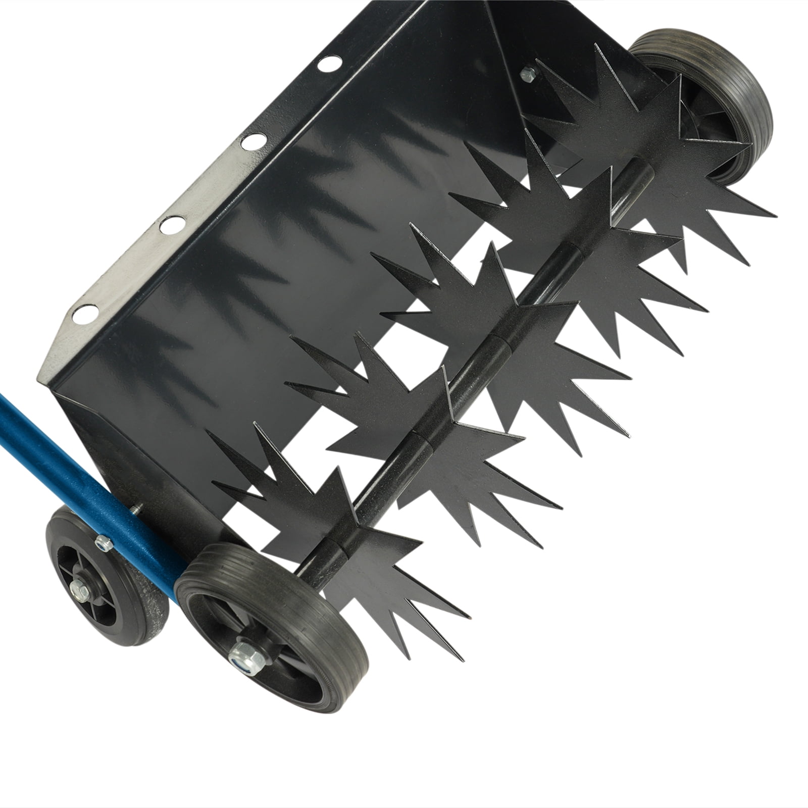 Zimtown 19in Heavy Duty Manual Lawn Aerator with U-Shaped Handle and Weight Tray for Lawn Garden Yard, Black Blue