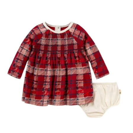 

Baby® Plaid Organic Cotton Dress With Diaper Cover In Cranberry Size 12 Months