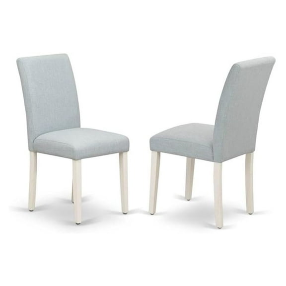 Baby Blue Linen Dining Chairs Set of 2 - Parson Chairs for Kitchen, Dining Room - Upholstered Wood Chairs - Linen White Finish