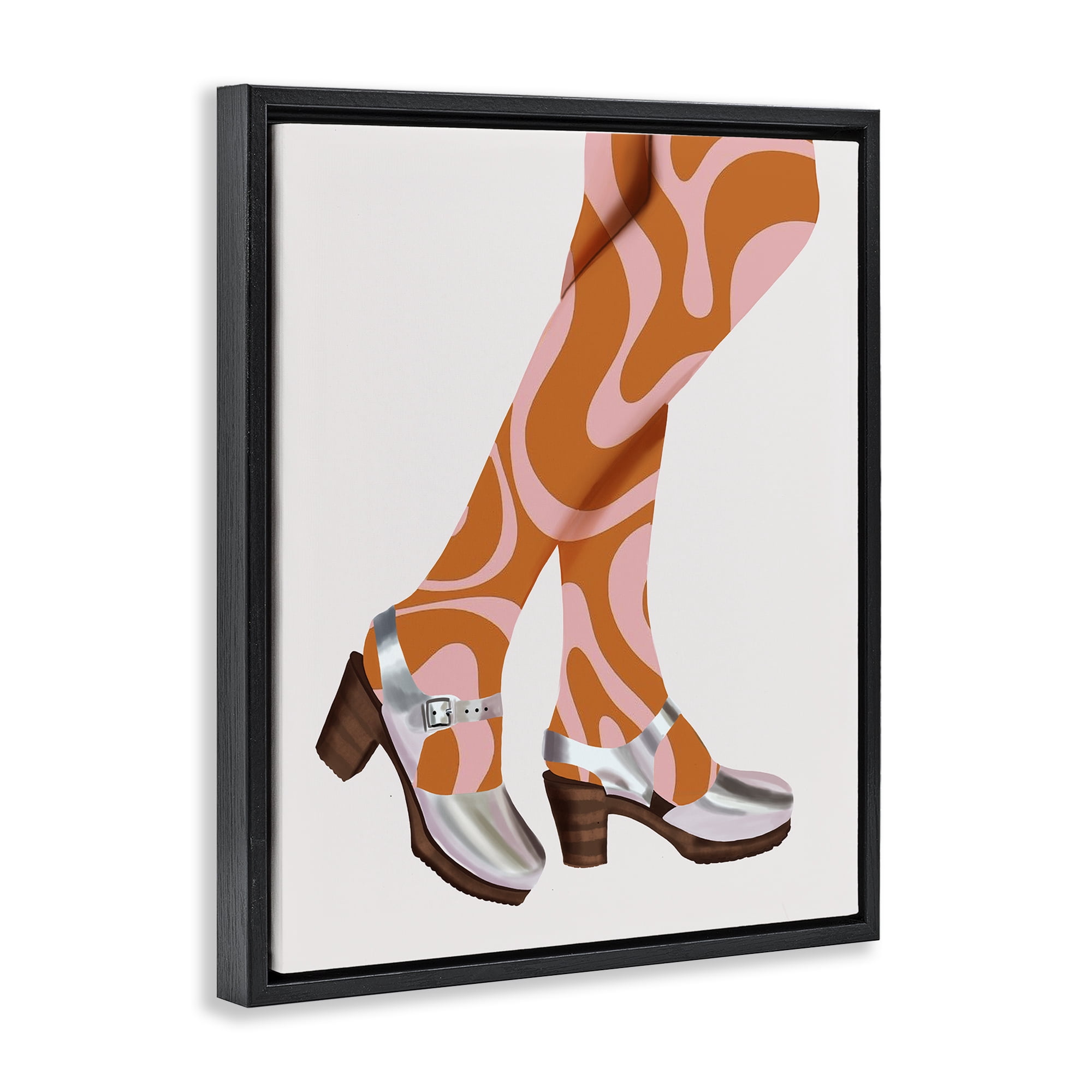 Stupell Industries Groovy Fashion Legs People Painting Black Floater Framed Canvas Art Print Wall Art, 17 x 21
