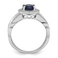 thumbnail image 2 of 925 Sterling Silver Polished Dark Blue Glass and CZ Cubic Zirconia Simulated Diamond Ring Size 6 -  Jewelry Gift for Mom, 2 of 5