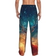 thumbnail image 3 of Picia Celestial Stag Cosmic Glow Mens Soft Woven Cotton Elastic Waistband Sleep Pajama Pant Lounge Sleep Pant With Pockets And Drawstring-Large, 3 of 9