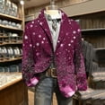 thumbnail image 2 of Lcziwo Men's Christmas Blazers Big and Tall Xmas Party Prom Printed Suit Jacket Corduroy 3 Buttons Casual Coats Single Breasted Lapel Coats Multicolor,XXXXL, 2 of 3