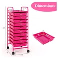 thumbnail image 3 of 10 Drawer Rolling Storage Cart, Organization Cart on Drawers for Craft Makeup Paper Tool Art Supply, Versatile Utility Cart on Wheels for Home Office Classroom School (Hot ), 3 of 8