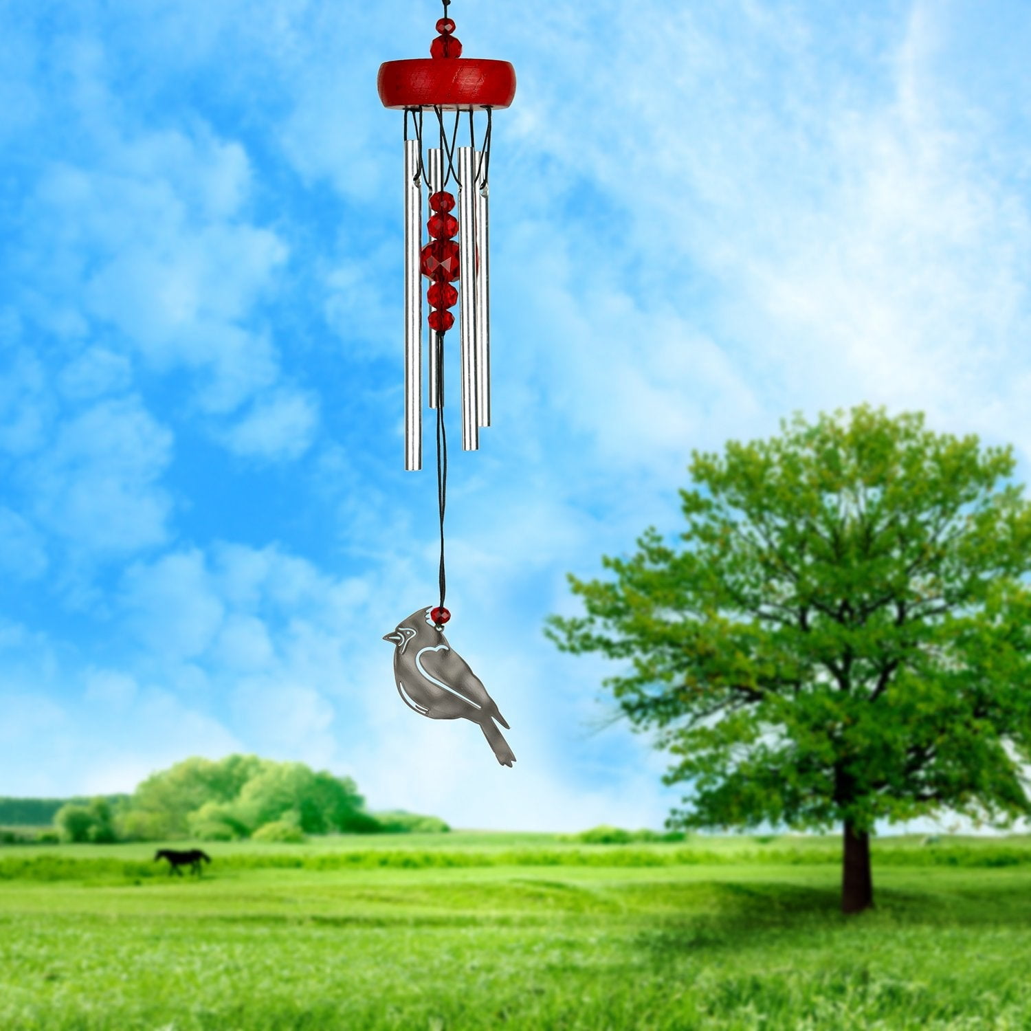 Woodstock Windchimes Chime Fantasy Cardinal, Wind Chimes For Outside, Wind Chimes For Garden, Patio, and Outdoor Décor, 10"L
