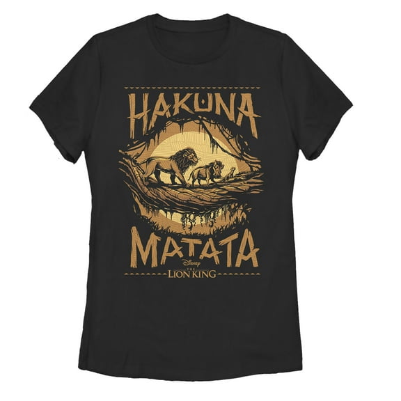 Women's Lion King Hakuna Matata Jungle Trio Graphic Tee Black X Large