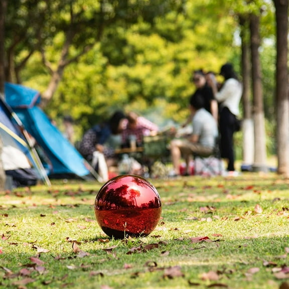 Beaupretty Garden Reflective Ball Gazing Ball Red Stainless Steel Photography Prop for Outdoor 1Pack