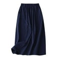 thumbnail image 1 of AherBiu Jupes en Lin pour Femmes Taille Haute Évasée Froncée Boutonnée Été Décontractée Longue Jupe, 1 of 7