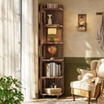 thumbnail image 5 of Tribesigns Narrow Corner Bookshelf, 6 Tiers Tall Skinny Corner Shelf Display Shelf with Hollow Design for Living Room, Brown, 5 of 7