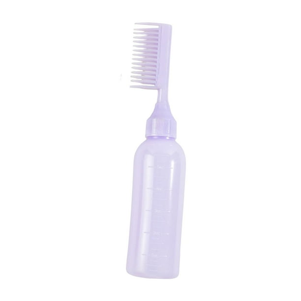 Botella de Peine Herramientas de Permanente/ Recipiente Dispensador de Teñido para Teñir El Cabello/ Peine de Cepillo de Tinte de Cabello Vací Púrpura