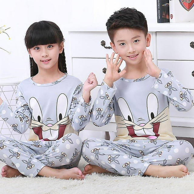 Cartoon Pyjamas Set Kids Girl Boy Long Pajamas Pjs Sleepwear Nightwear