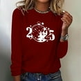 thumbnail image 2 of Christmas Sweatshirts for Women Plus Size Crew Neck Pullover Tops Casual Loose Cute Graphic Long Sleeve Shirt (Wine M), 2 of 4