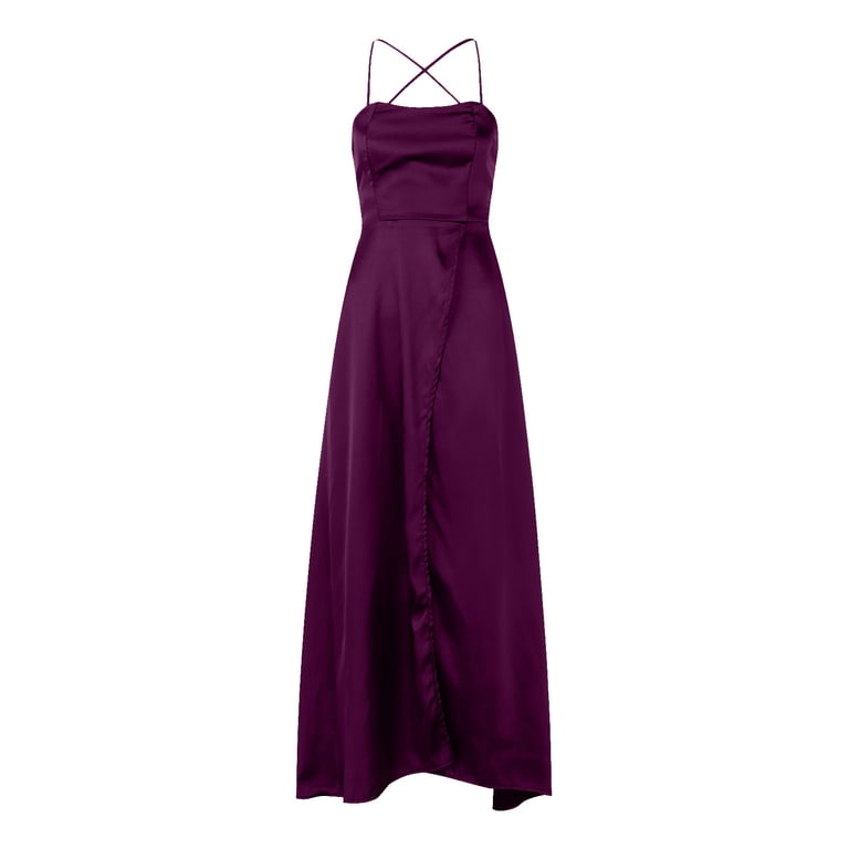 Women'S Formal Dresses Long Elegant Halter Backless Long Crisn Satin Spaghetti Side Slit With Pockets Gowns Purple XXL - Walmart.com Women'S Formal Dresses Long Elegant Halter Backless Long Crisn Satin Spaghetti Side Slit With Pockets Gowns Purple XXL - Walmart.com