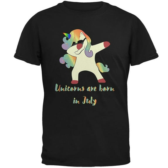 July Birthday Dabbing Unicorn Sunglasses Mens T Shirt