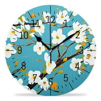 10 Inch Wall Clock Battery Operated Silent Clock Decorative for Office, Kitchen, Outdoor, Living Room，Beige Flowers Picture