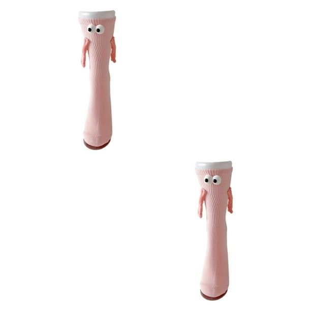 Calcetines de Valentín con dibujos de manos agarradas para amantes de la fiesta de año Nuevo Rosa cereza