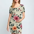 thumbnail image 2 of yoeyez Robes de Maternité pour Femmes Grande Taille à Manches Courtes à Encolure Dégagée Robe à Imprimé Floral Allaitement Robe de Maternité d'Allaitement Robe Soleil Moulante Froncée Midi Ajustée Robes Multicolore,P, 2 of 6
