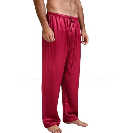 

Casual Mens Nightwear Sleepwear Pants Silk Satin Sleep Bottoms Pajamas Pyjamas Pants Sleep Bottom Long Loose Homewear Pant Trousers