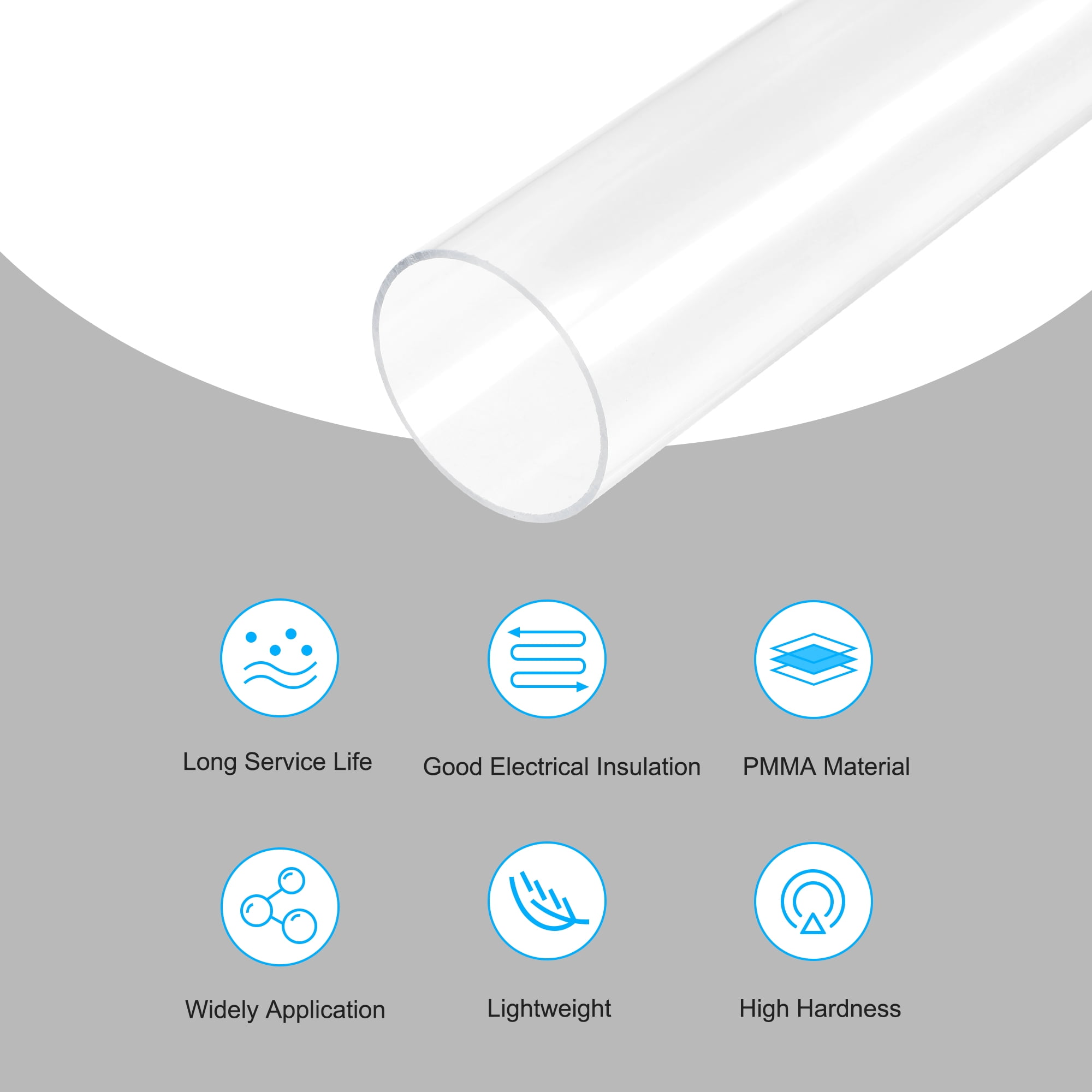 Unique Bargains Acrylic Pipe Rigid Round Tube Clear 41mm ID 45mm OD 200mm