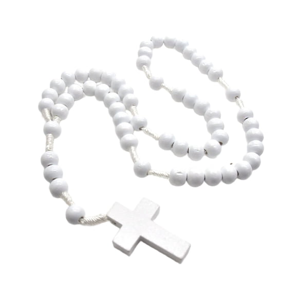 White Rosary with Crosses for Faithfuls Unisex Religious Prayer Gift with Crosses for Meditations and Peace