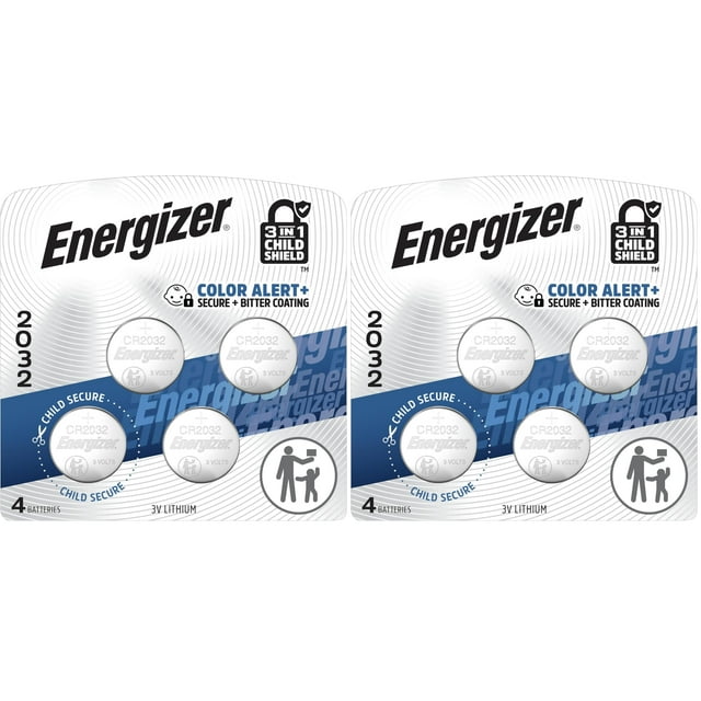 Batería Energizer CR2032 de 3V de Litio para Relojes, Paquete de 4 x 2