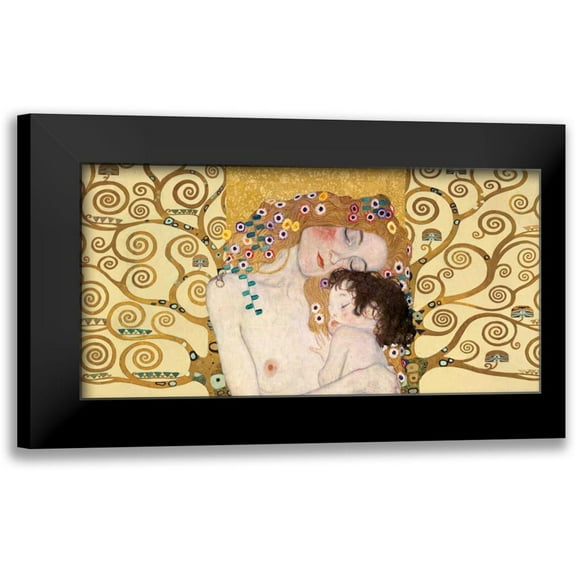Klimt Patterns 14x9 Black Modern Framed Museum Art Print Titled - Motherhood I