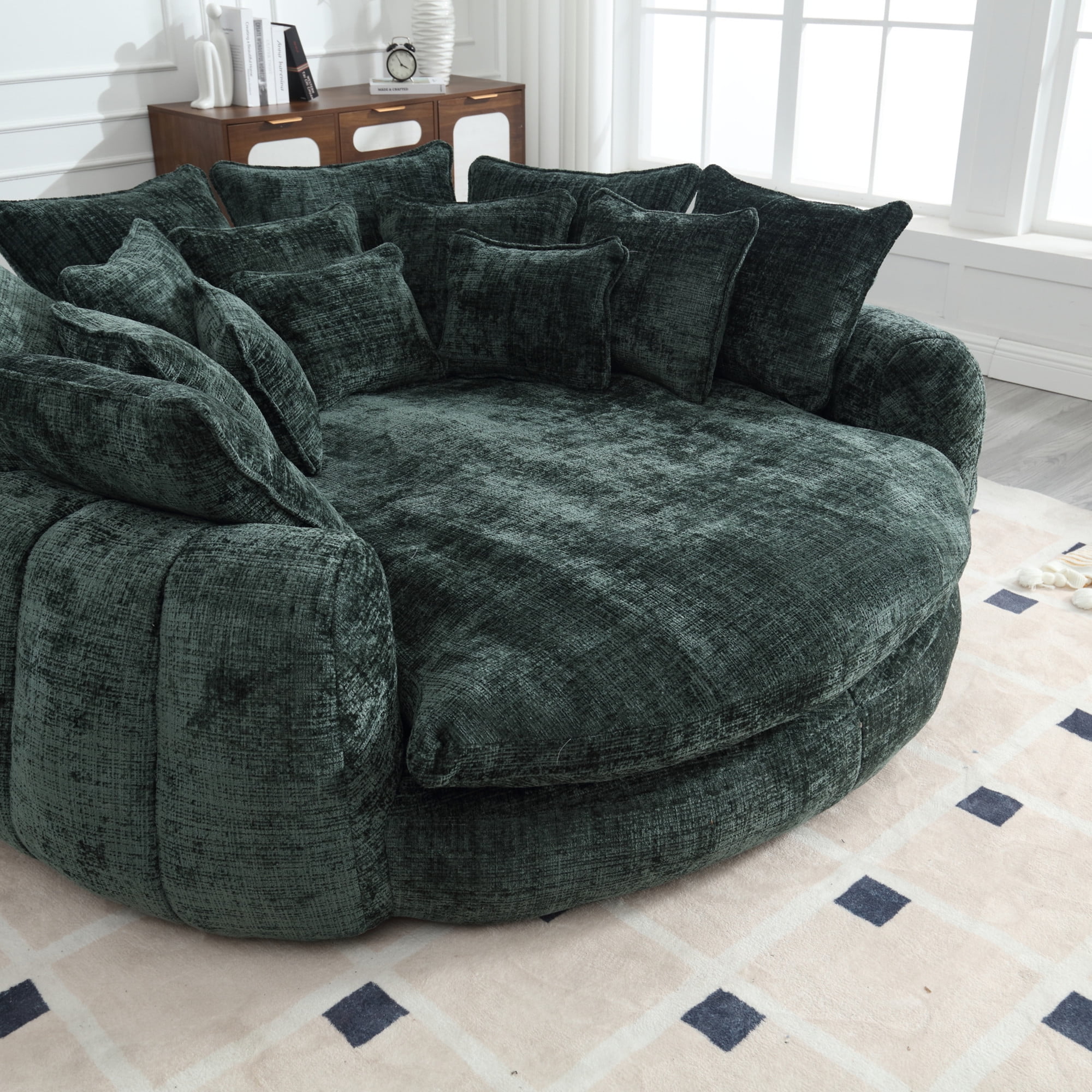 Comfortable double loaf sofa bed, oversized sofa bed with armrests, large padded high back decorative chair round sofa bed Living room bedroom