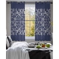 thumbnail image 3 of Japanese Sheer Curtains 54 Inch Length 2 Panels Set for Living Room/Bedroom, Navy Blue Country Flowers Leaves Aesthetic Kitchen Curtains Grommet Semi-Sheer Curtains Drapes Window Treatments 42"x54"x2, 3 of 7