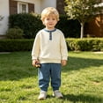 thumbnail image 4 of GPOECD Boys Outfits Versatile Two Piece Autumn Winter Sweatshirt and Track Pants with Cozy Long Sleeve Top Boys' Clothing Sets,Blue,2-3 Years, 4 of 8