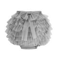 thumbnail image 2 of Fall Saving! HVOBTTY Toddler Tiered Mini Skirts, Kid's Pleated Short Skirts, Kids Girls Casual Solid Color Elastic Waist Mesh Bow Skirt Versatile Tiered Puff Skirts Gray, 2 Years, 2 of 3