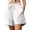 White, variant on Women’s Beach Gauze Drawstring Shorts, Vacation Elastic Waist Shorts with Side Pockets, Light Blue/Black/White/Green, XS,S,M,L,XL,XXL
