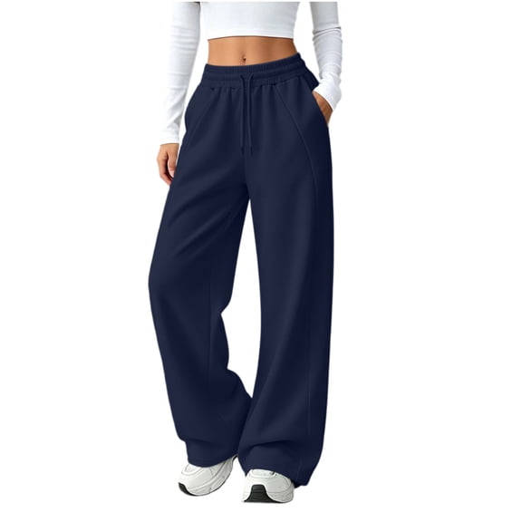 Yutgune Women's Sweatpants Elastic Drawstring Waist Wide Leg Design Side Pockets Relaxed Fit Casual Lounge Pants