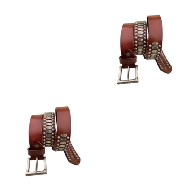 Guardurnaity Cinturón Accesorio Masculino O Femenino Agrega Un Toque Vanguardista A Cualquier Atuendo Cinturón Con Remache Estilo Punk Rock rojo marrón 115cm 2Conjunto