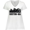 thumbnail image 3 of Inktastic Boston Massachusetts City Skyline with Grunge Women's Plus Size V-Neck T-Shirt, 3 of 5