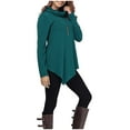 thumbnail image 2 of tarylea Women Tops Casual Turtleneck V Shaped Hem Tops Solid Color Long Sleeve Loose Shirt Comfy Tops, 2 of 6