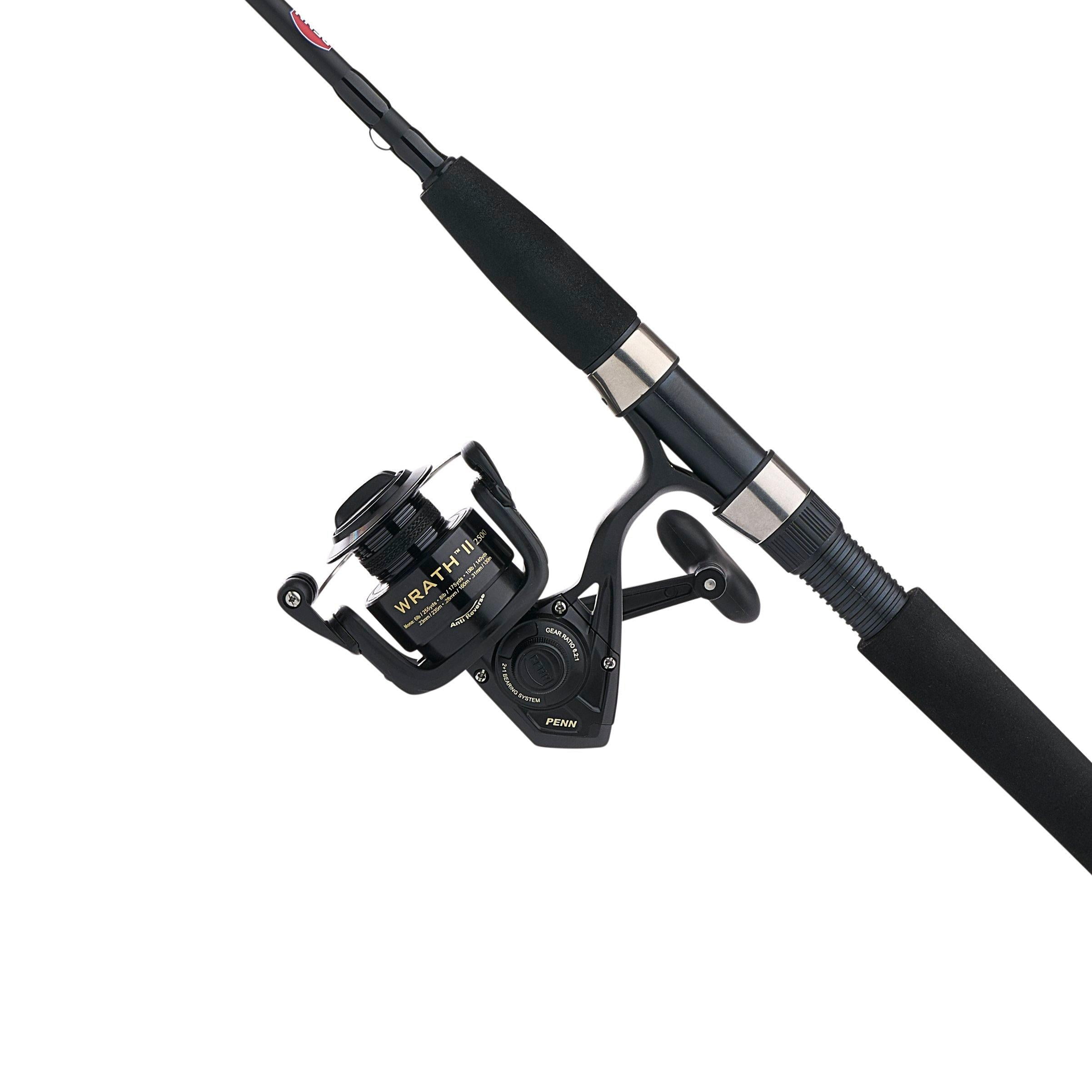 PENN Wrath II Spinning Fishing Combo, 6'6" Medium Light Rod, 2500 Size Reel
