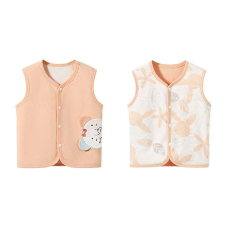 

WUXIAN Toddler Girls Boys Winter Sleeveless Warm Cartoon Pig Elephant Dog Printed Coat Jacket Autumn Clothes Infants Baby Children Cute Dailywear