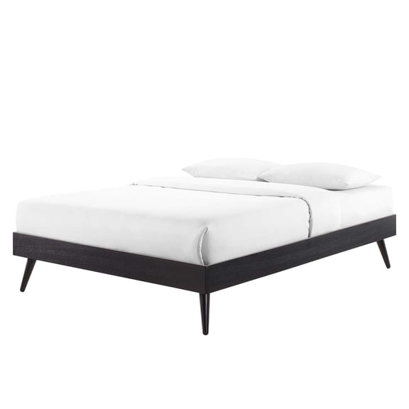 Platform Bed Frame, Full Size, Wood, Black, Modern Contemporary Urban Design, Bedroom Master Guest Suite