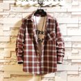 thumbnail image 2 of ZCFZJW Mens Lightweight Casual Button Down Plaid Shirts Casual Long Sleeve Regular Fit Leisure Shirt with Pockets Red XXXXL, 2 of 5