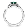 thumbnail image 2 of Sterling Silver Stackable Expressions Polished Cr. Emerald & Dia Ring, 2 of 6