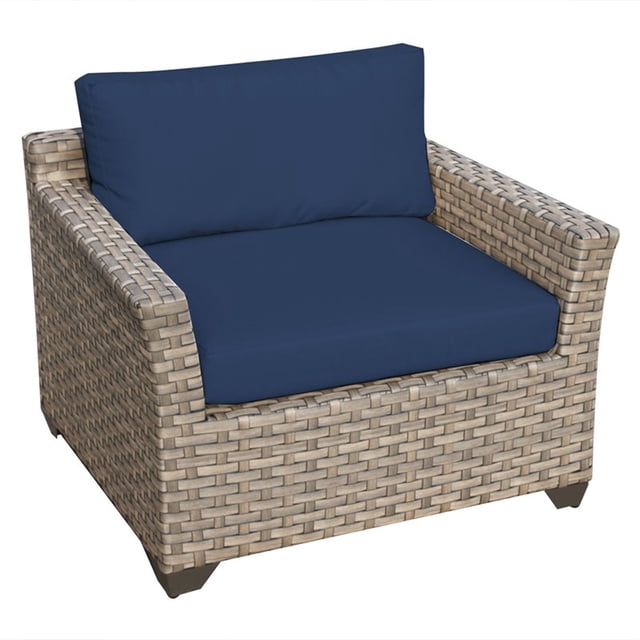 TK Classics Monterey Outdoor Traditional Wicker Club Chair in Navy