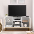 thumbnail image 2 of 47 Inch Mid Century Modern White TV Stand with Adjustable Shelf, Rattan TV Stands, 2 of 4