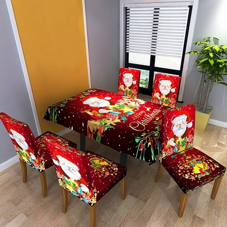 

Christmas Santa Removable Stretchy Chair Cover Mat Tablecloth Xmas Decoration Blue Polyester