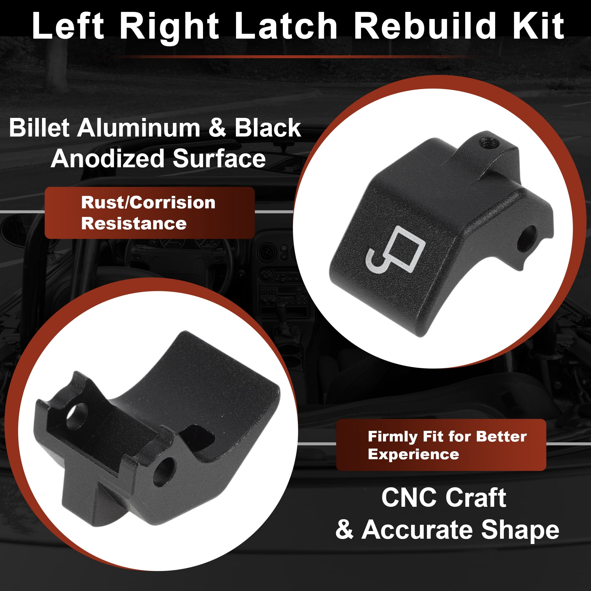 Unique Bargains Soft Top Roof Latch Lock Rebuild Kit for Mazda Miata 1990-2005 1.8L L4