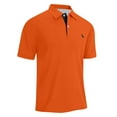 thumbnail image 3 of Mens Polo Shirt Golf Casual Slim Fit Short Sleeve Button Up Collared Tops Summer Moisture Wicking Performance Mens Shirts Orange XXXXXXL, 3 of 4