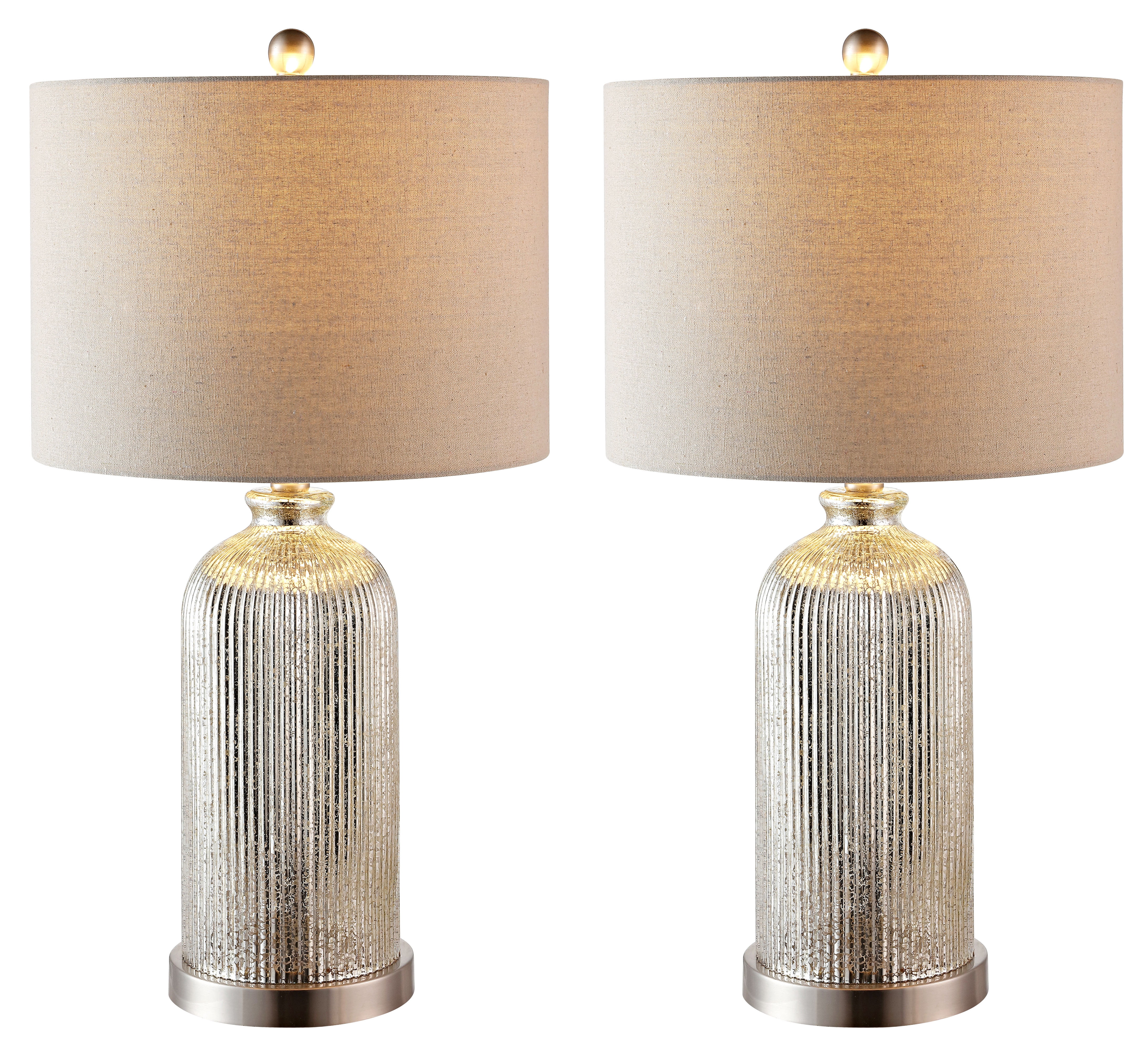 SAFAVIEH Ashson Rustic 26 in. H Table Lamp, Silver/Ivory