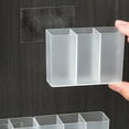 thumbnail image 4 of Mini Wall Mount Makeup Organizer - Transparent 3-Section Storage Box for Brushes, Lipsticks, Pens - Sticky Back Wall-Mounted Holder for Bathroom, Bedroom, Office Organization, 4 of 9