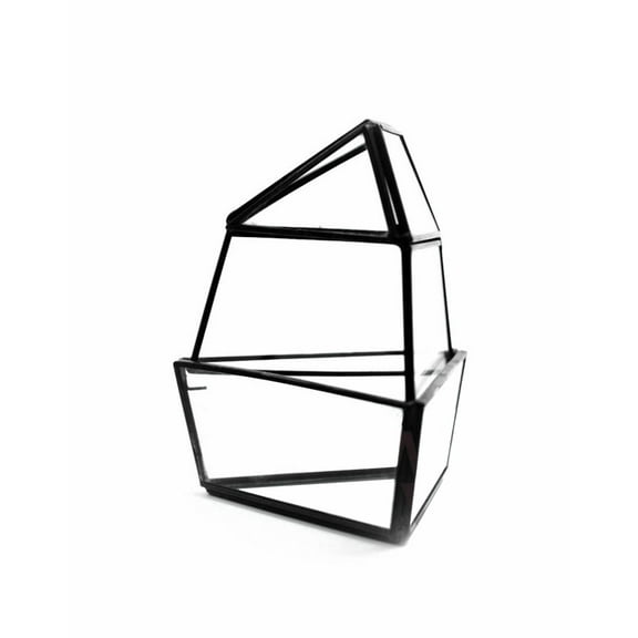 WGV Short Triangular Obelisk Geometric Glass Terrarium- 5" Wide x 6" Height, Good quality Terrarium - 1 Pc